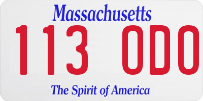 MA license plate 113OD0
