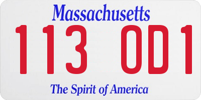 MA license plate 113OD1