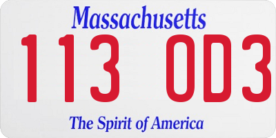 MA license plate 113OD3
