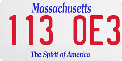 MA license plate 113OE3