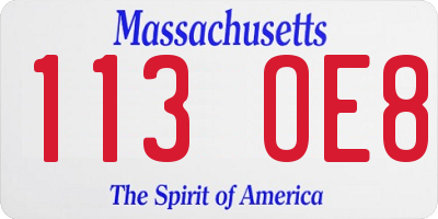 MA license plate 113OE8