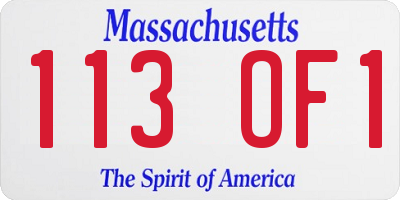MA license plate 113OF1