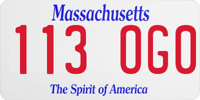 MA license plate 113OG0