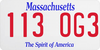 MA license plate 113OG3