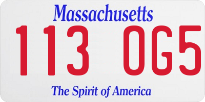 MA license plate 113OG5