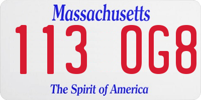 MA license plate 113OG8