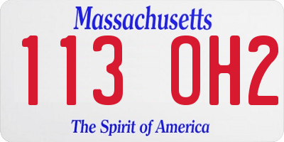 MA license plate 113OH2