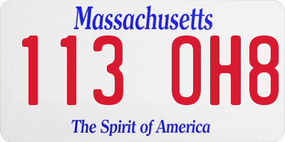 MA license plate 113OH8