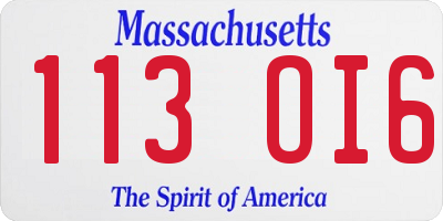 MA license plate 113OI6