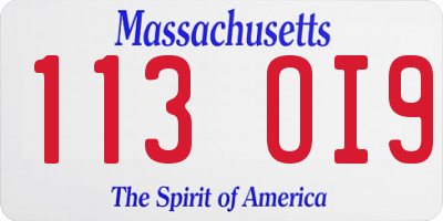 MA license plate 113OI9