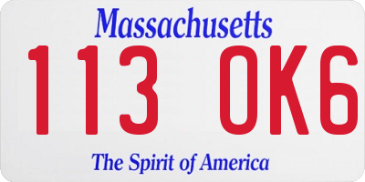 MA license plate 113OK6