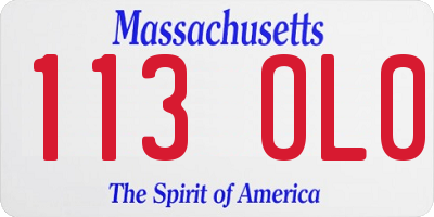 MA license plate 113OL0