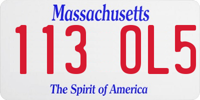 MA license plate 113OL5