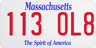 MA license plate 113OL8