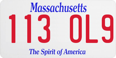MA license plate 113OL9
