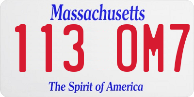MA license plate 113OM7