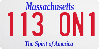 MA license plate 113ON1