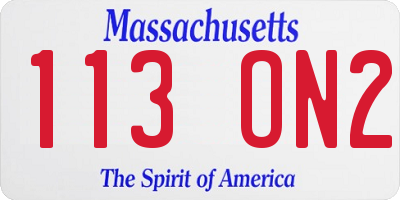 MA license plate 113ON2