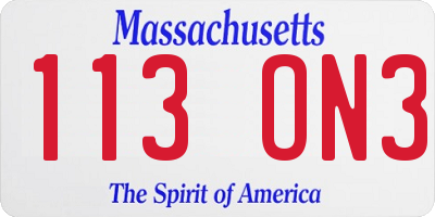 MA license plate 113ON3