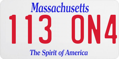 MA license plate 113ON4