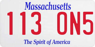 MA license plate 113ON5
