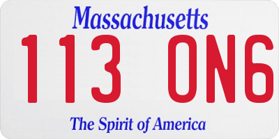 MA license plate 113ON6