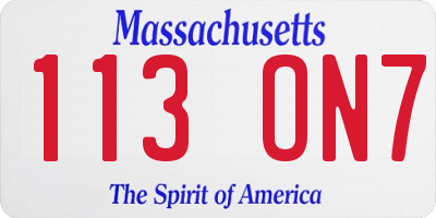 MA license plate 113ON7