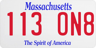 MA license plate 113ON8