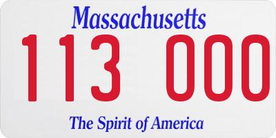 MA license plate 113OO0