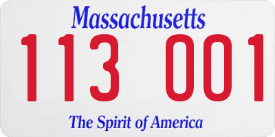 MA license plate 113OO1