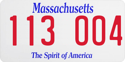 MA license plate 113OO4