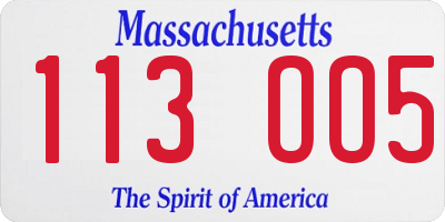 MA license plate 113OO5