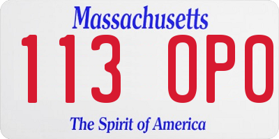 MA license plate 113OP0