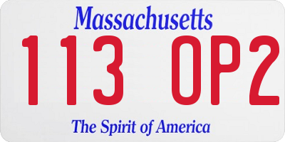 MA license plate 113OP2