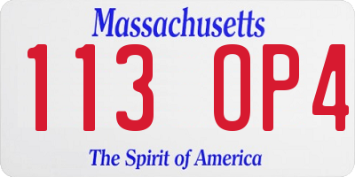 MA license plate 113OP4