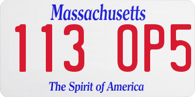 MA license plate 113OP5