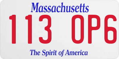 MA license plate 113OP6