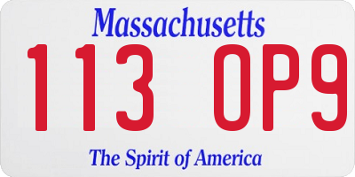MA license plate 113OP9