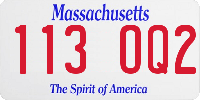 MA license plate 113OQ2