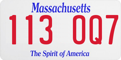 MA license plate 113OQ7