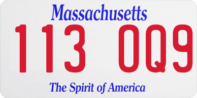 MA license plate 113OQ9