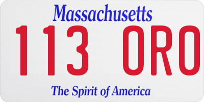 MA license plate 113OR0