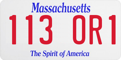 MA license plate 113OR1