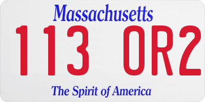 MA license plate 113OR2