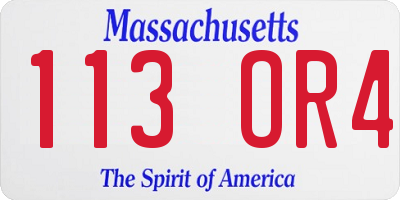 MA license plate 113OR4