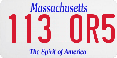 MA license plate 113OR5