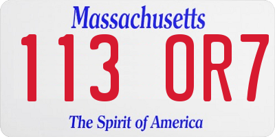 MA license plate 113OR7
