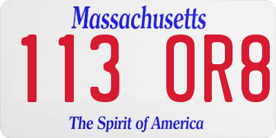 MA license plate 113OR8
