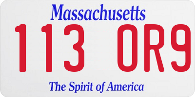 MA license plate 113OR9