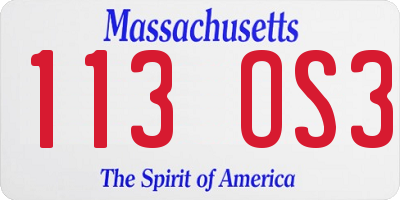 MA license plate 113OS3